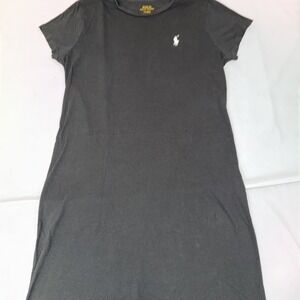 Polo Ralph Lauren T-Shirt Dress Black White Pony Women's Medium Play Condition